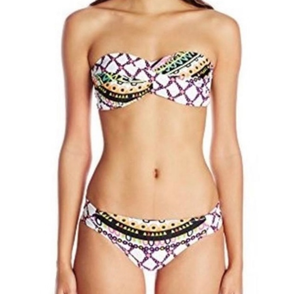 Trina Turk Kon Tiki Twisted printed bandeau top and bottom coordinated set NWT